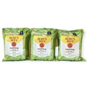 BURT'S BEES Sensitive Skin Facial Cleansing Towelettes 3 PACKS Aloe Soothing